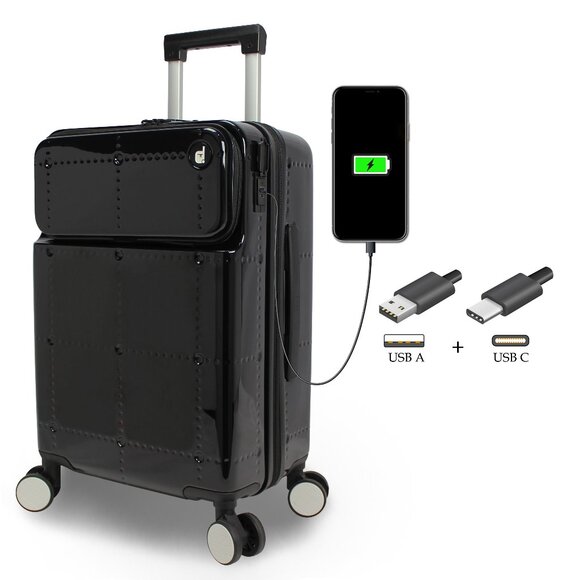 World Traveler Dejuno Avery Smart 20-Inch Carry-On Luggage with USB & USB-C Port - Picture 1 of 8